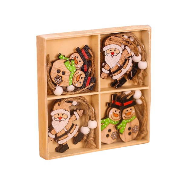 Kerst houten ornament 12 stuks Z351