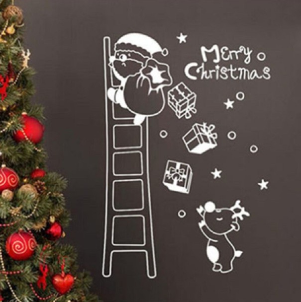 Kerst Kerstman sticker wit