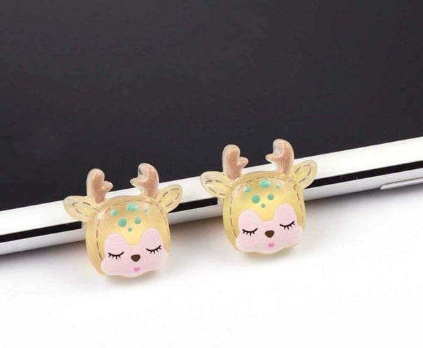 Kerst mini rendierdecoraties 10 stuks geel