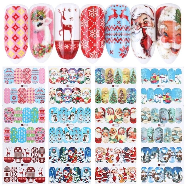 Kerst nagelstickers 12 stuks 1