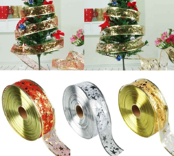 Kerst organza lint 2 stuks