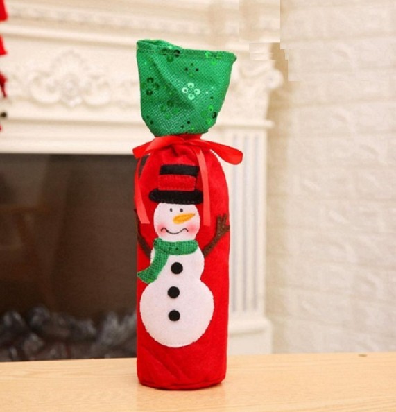 Kerst wijn cadeautas J3464 sneeuwpop