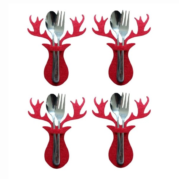 Kerstbestekkoffer met rendiermotief 4-delig