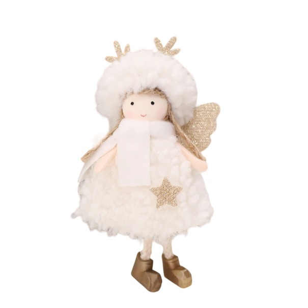 Kerstdecoratie engel 13,5 x 9 cm wit