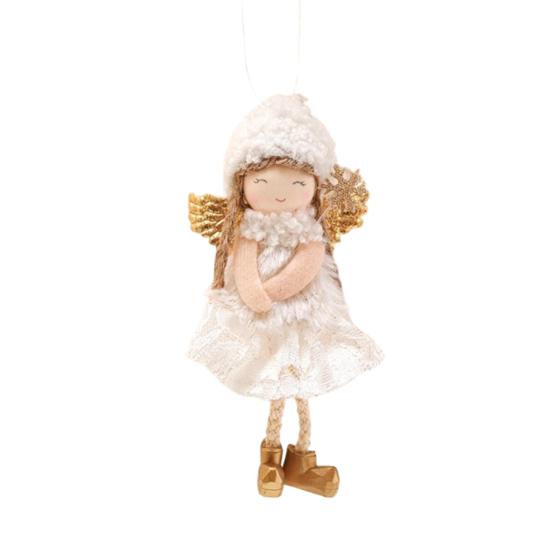 Kerstdecoratie engel om op te hangen 15 x 8 cm