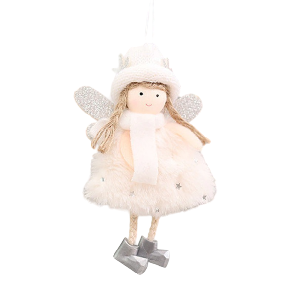 Kerstdecoratie hangende engel crème