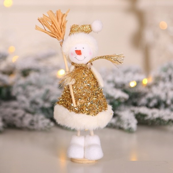 Kerstfiguren met pailletten goud 2