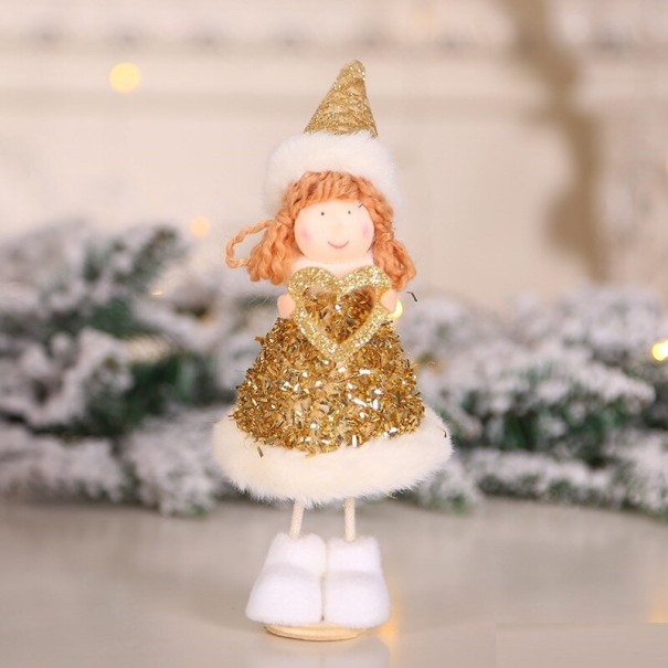 Kerstfiguren met pailletten goud 4