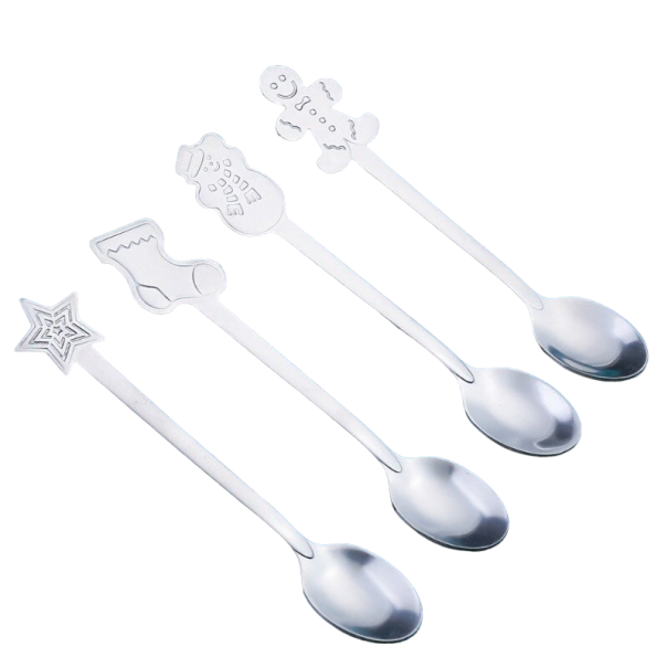Kerstset theelepels 4 stuks