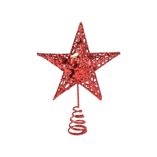 Kerstster op de boom rood S
