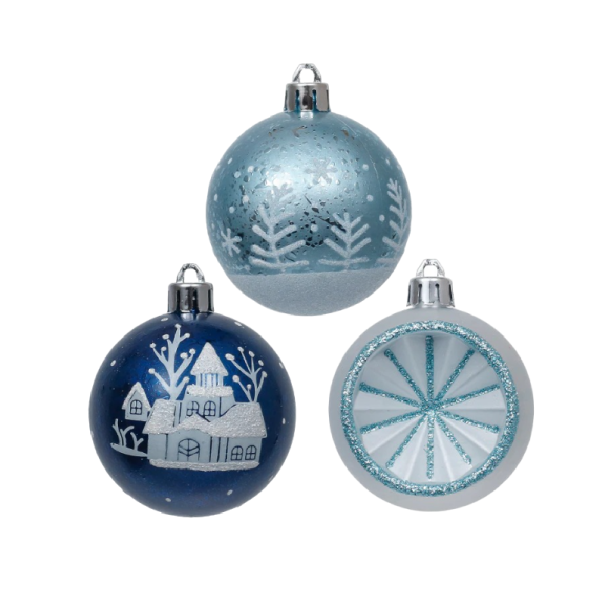 Kerstversiering 6 cm 9 stuks blauw