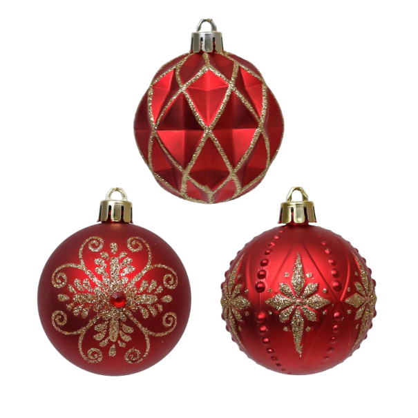 Kerstversiering 6 cm 9 stuks rood