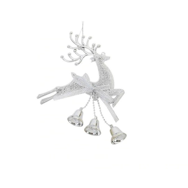 Kerstversiering hert met bellen zilver