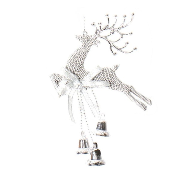 Kerstversiering hert met bellen zilver