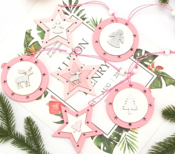 Kerstversiering roze 2 stuks