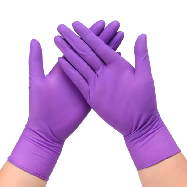 Kertakäyttöiset nitrilikäsineet 50 kpl koko L kämmenen leveys 9–10 cm pituus noin 24 cm violetti siivoukseen keittiöön tatuointiin kosmetiikkaan 1