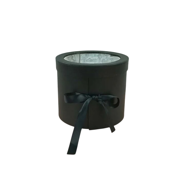 Kétrétegű összecsukható hengeres papír díszdoboz átlátszó fedél Elegáns ajándékcsomagolás ékszerdoboz dekoráció 20x17cm fekete