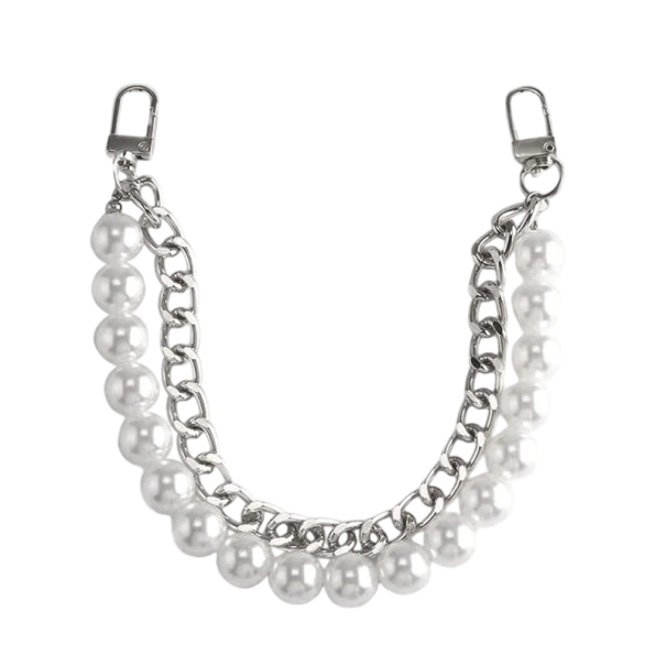 Ketting- en parelriem voor handtassen 24 cm Decoratieve ketting met parels Karabijnsluiting Elegante vervangende handgreep voor handtassen zilver
