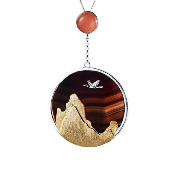 Ketting met ronde hanger D721 goud