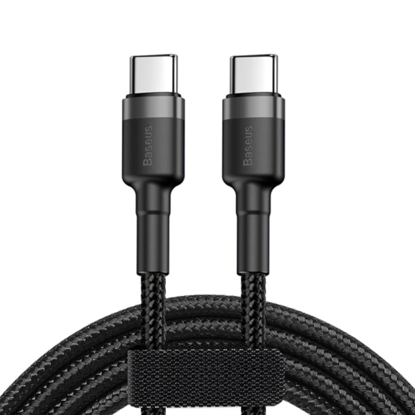 Kettős USB C – USB C 60 W gyorstöltő kábel 2 m 5 A PD adatkábel a töltéshez és szinkronizáláshoz szürke