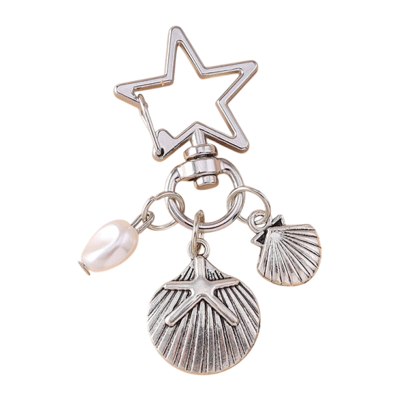 Keyring 5 cm Zinc Alloy Shell and Star Metal Keychain for Handbag Backpack Summer Elegant Fashion Accessory Gift 1