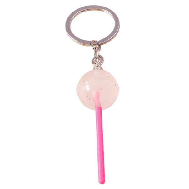 Keyring with Lollipop 12 cm Resin Keychain Sweet Candy Decoration for Backpack Handbag Gift for Children and Adults white