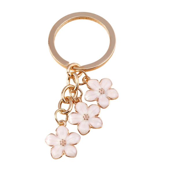 Keyring Zinc Alloy Sakura Cherry Blossom Metal Keyring Handbag Backpack Japanese Motif Gift white