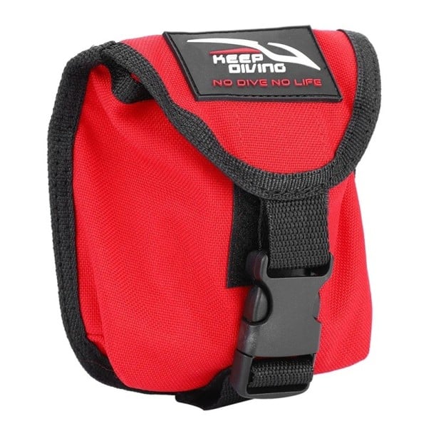 Kieszeń nurkowa na pasek 5 cm KEEP DIVING Wodoodporna z szybkozłączką na obciążenie 2 kg 13 x 13 x 5 cm czerwony