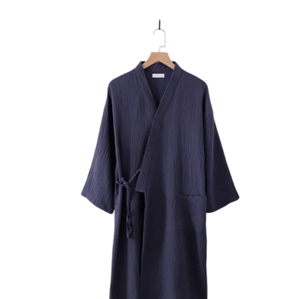 Kimono de mujer aligerado al baño de algodón con cinturón de lazo Corte cómodo y transpirable para uso doméstico, preparación matutina y relajación nocturna gris oscuro L