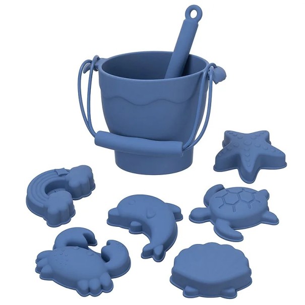 Kinder 8-teiliges Sandspielset mit Eimer 175 × 123 × 260 mm Sandformen und Schaufel Set für Sandkasten Strand und Wasser blau