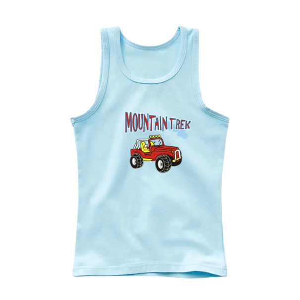 Kinder Baumwolltanktop mit Traktorprint Einfarbiges ärmelloses T-Shirt mit Rundhalsausschnitt Sommeroberteil für Jungen und Mädchen Bequem in verschiedenen Farben blau 12