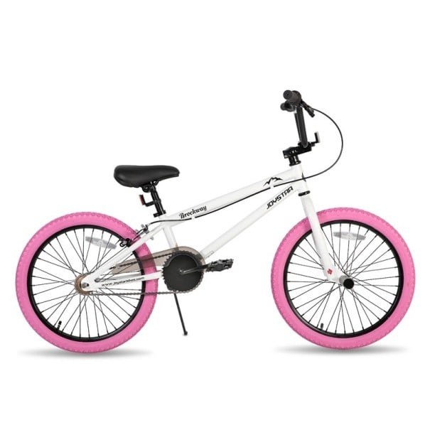 Kinder BMX Fahrrad mit Hochlenker und Pegs, 24 Zoll, Stahlrahmen, ein Gang, für Jungen und Mädchen von 6 bis 14 Jahren rosa