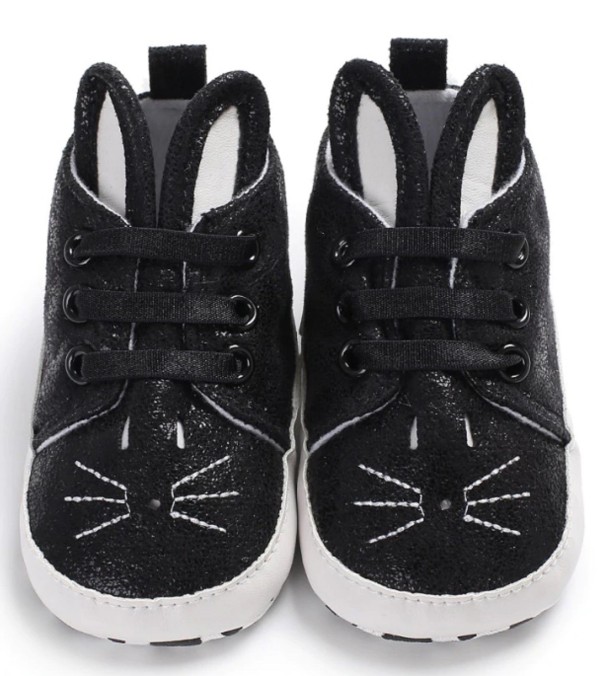 Kinder enkelsneakers - konijn zwart 6-12 maanden