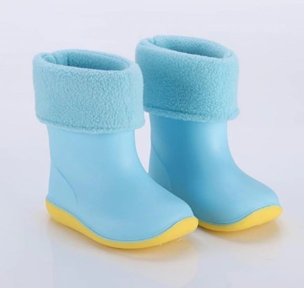 Kinder-Gummistiefel mit Plüsch blau 24