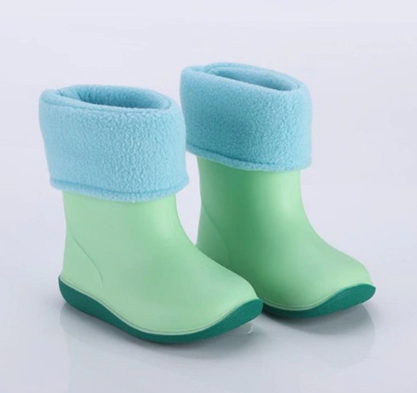 Kinder-Gummistiefel mit Plüsch grün 24