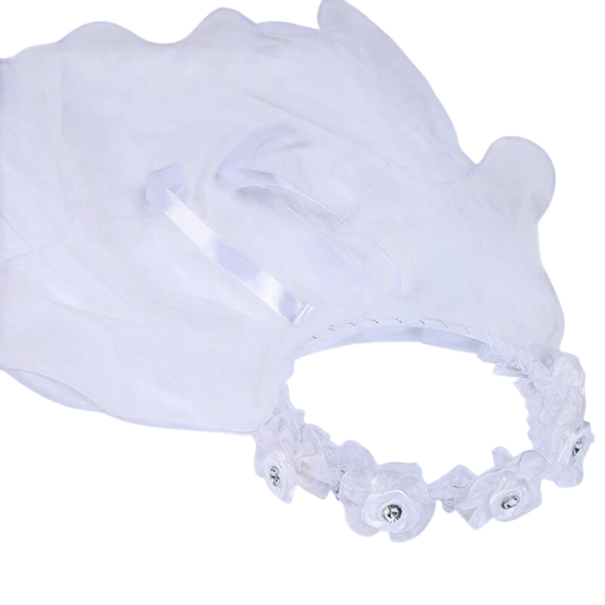 Kinder Hochzeits Schleier mit Haarschmuck Zweilagiger Tüll Blumenkrone Prinzessinnen Schleier für Hochzeit Feier Fotografie weiß