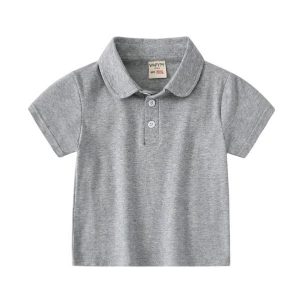 Kinder Jungen Poloshirt mit Kragen und Knöpfen Kurzarm Baumwollshirt mit Kragen grau 2