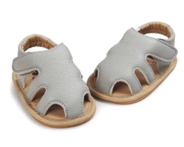 Kinder-Ledersandalen grau 0-6 Monate