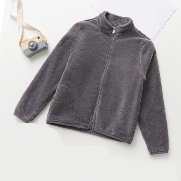 Kinder-Plüsch-Sweatshirt mit Reißverschluss grau 4