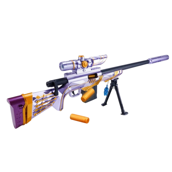 Kinder Sniper Pistole M24 Länge ca. 109 cm Plastik Scharfschützengewehr zum Spielen Große Action-Spielzeug für Kinder Abenteuerliches Spiel drinnen und draußen lila