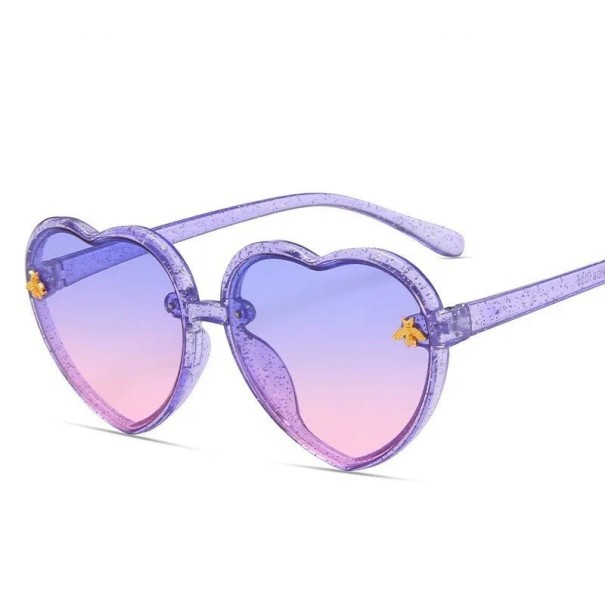 Kinder-Sonnenbrillen Herzform Glitzernder Rahmen Stylische Brillen für Mädchen UV-Schutz Leichter Rahmen Sommerliche Modebrillen für Kinder lila
