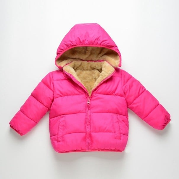 Kinder Steppjacke mit Fell J2868 rosa 3
