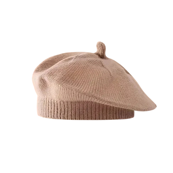 Kinder Strick Winter Baret 1–3 Jahre Einfarbiger Polyester Warmer Baret für Kinder Weiche Wintermütze im französischen Stil beige