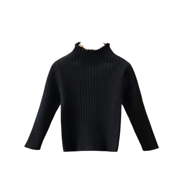 Kinder Strickpullover mit hohem Kragen Baumwolle Viskose Einfarbiger Pullover mit langen Ärmeln Herbst- und Winterwärmender schwarz 18-24 Monate
