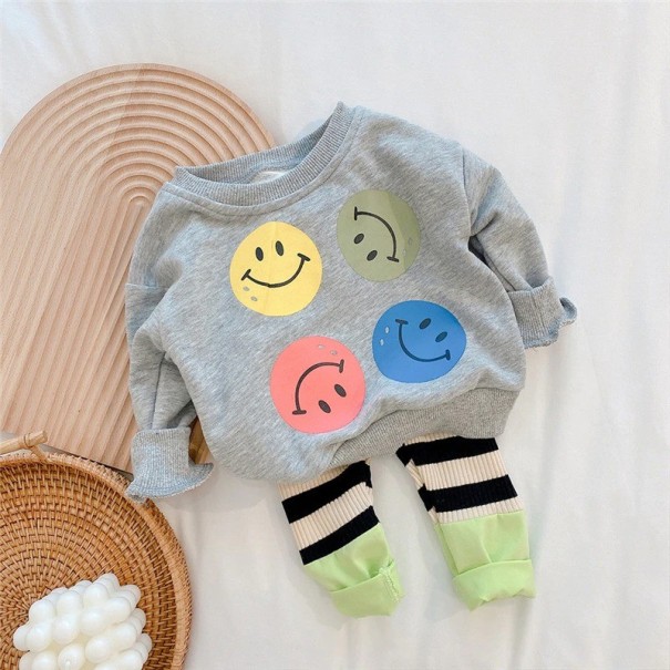 Kinder-Sweatshirt mit Smileys und Hose L1488 grau 3