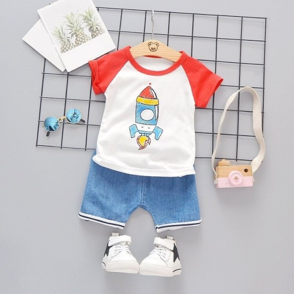Kinder T-shirt en short L1104 rood 18-24 maanden A
