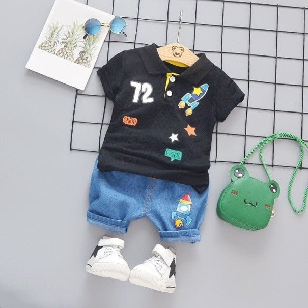 Kinder T-shirt en short L1108 zwart 18-24 maanden