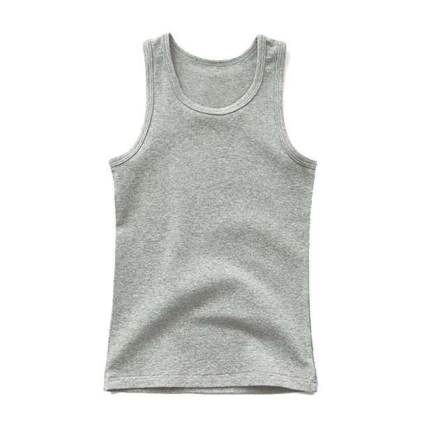 Kinder-T-Shirt für Jungen und Mädchen 100% Baumwolle und Polyester Einfarbiges Sommer-T-Shirt ohne Ärmel mit Rundhalsausschnitt Bequem in verschiedenen Farben grau 10