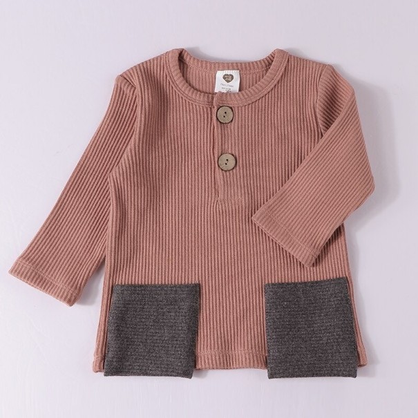 Kinder T-shirt met lange mouwen T2523 oudroze 12-18 maanden