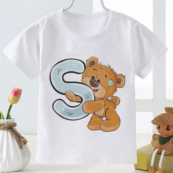 Kinder T-shirt met letter 4 S